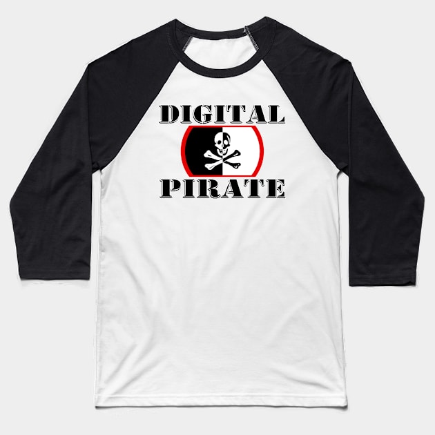 Digital Pirate - Programmer Coding Digital Marketeer Baseball T-Shirt by PlanetMonkey